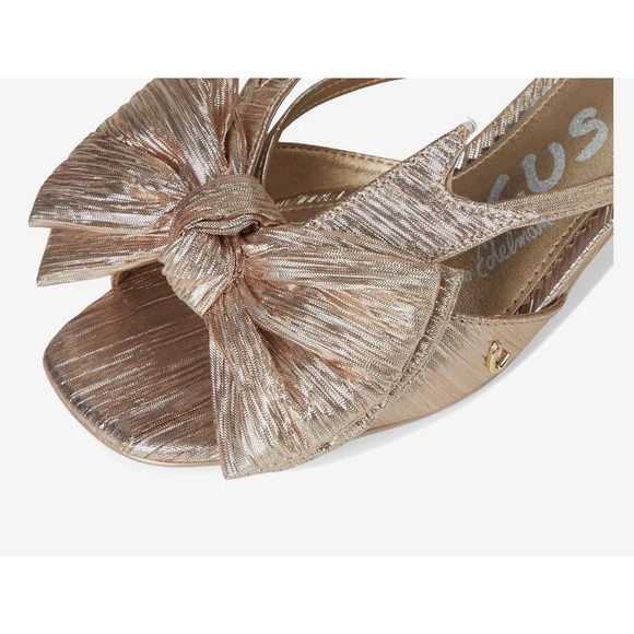 Circus NY by Sam Edelman Natalina Metallic Gold‎ Bow Kitten Heel Slide Sandals 8 - Picture 2 of 14